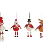 DIVERSE Set 4 ornamente de brad din lemn cu arc