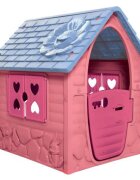DOHANY Casuta de gradina pentru copii My First Playhouse Roz 98x90x106cm utilizare interiorexterior usa si ferestre cu deschidere