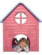 DOHANY Casuta de gradina pentru copii My First Playhouse Roz 98x90x106cm utilizare interiorexterior usa si ferestre cu deschidere