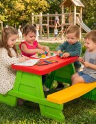 DOHANY Masuta de picnic pentru 4 copii Picnic Verde utilizare interiorexterior plastic rezistent UV margini rotunjite sarcina maxima 50kg
