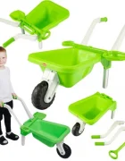 Doloni Roaba de jucarie pentru copii Green cu manere ergonomice si lopata de lucru inclusa dimensiune 87 x 50 x 38 cm