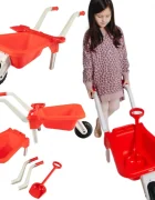 Doloni Roaba de jucarie pentru copii Red cu manere ergonomice si lopata de lucru inclusa dimensiune 87 x 50 x 38 cm