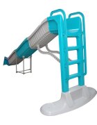 Doloni Tobogan gigant pentru copii Mega Slide WhiteTurquoise panta 400 cm cu Water effect margini rotunjite si manere de sprijin