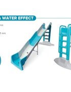 Doloni Tobogan gigant pentru copii Mega Slide WhiteTurquoise panta 400 cm cu Water effect margini rotunjite si manere de sprijin