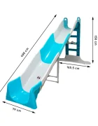 Doloni Tobogan gigant pentru copii Mega Slide WhiteTurquoise panta 400 cm cu Water effect margini rotunjite si manere de sprijin