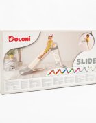 Doloni Tobogan pentru copii WhitePink cu trepte si manere de sustinere dimensiune 144.5 x 60.2 x 79.2 cm