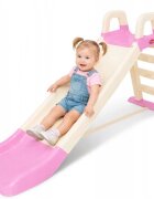 Doloni Tobogan pentru copii WhitePink cu trepte si manere de sustinere dimensiune 144.5 x 60.2 x 79.2 cm
