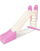 Doloni Tobogan pentru copii XXL WhitePink cu trepte si manere ergonomice de sustinere dimensiune 243.8 x 100 x 149.3 cm