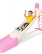 Doloni Tobogan pentru copii XXL WhitePink cu trepte si manere ergonomice de sustinere dimensiune 243.8 x 100 x 149.3 cm