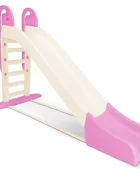 Doloni Tobogan pentru copii XXL WhitePink cu trepte si manere ergonomice de sustinere dimensiune 243.8 x 100 x 149.3 cm