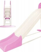 Doloni Tobogan pentru copii XXL WhitePink cu trepte si manere ergonomice de sustinere dimensiune 243.8 x 100 x 149.3 cm