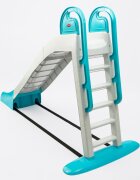 Doloni Tobogan pentru copii XXL WhiteTurquoise cu trepte si manere ergonomice de sustinere dimensiune 243.8 x 100 x 149.3 cm