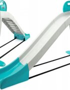 Doloni Tobogan pentru copii XXL WhiteTurquoise cu trepte si manere ergonomice de sustinere dimensiune 243.8 x 100 x 149.3 cm