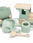 Doloni Trenulet pentru joaca in nisip cu 1 vagon Eco greenbeige include stropitoare lopatica si grebla 67.5 x 19 x 25 cm