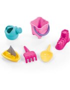 DOLU Masuta de activitati 3 in 1 pentru copii alb - roz include galetusa stropitoare grebla lopatica barcuta o forma pentru nisip