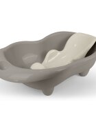Dolu Nuve Cadita cu suport anatomic Hippo gri designul usor si compact cu dop de scurgere 6 luni+