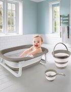 Dolu Nuve Set 3 in 1 cu cadita pliabila cana si galeata pentru clatire gri materiale non-toxice fara BPA 6 luni+