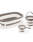 Dolu Nuve Set 3 in 1 cu cadita pliabila cana si galeata pentru clatire gri materiale non-toxice fara BPA 6 luni+