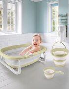 Dolu Nuve Set 3 in 1 cu cadita pliabila cana si galeata pentru clatire verde eco materiale non-toxice fara BPA 6 luni+