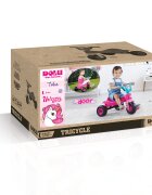 DOLU Tricicleta pentru copii Unicorn din plastic cu roti late si cosulet pentru accesorii