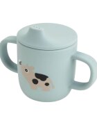 Done by Deer Cana de antrenament din silicon cu doua manere Tiny Farm blue 120 ml