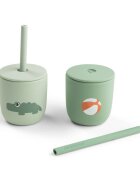 Done by Deer Set 2 cani cu pai din silicon Playground green 2 x 120 ml