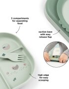 Done by Deer Set de masa din silicon cu ventuza Foodie Tiny Farm green