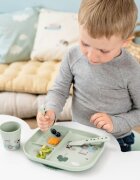 Done by Deer Set de masa din silicon cu ventuza Foodie Tiny Farm green