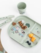 Done by Deer Set de masa din silicon cu ventuza Foodie Tiny Farm green