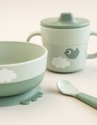 Done by Deer Set pentru primele mese cu ventuza Foodie Happy Clouds Green
