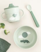 Done by Deer Set pentru primele mese cu ventuza Foodie Happy Clouds Green