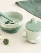Done by Deer Set pentru primele mese cu ventuza Foodie Happy Clouds Green