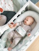 DOOMOO Baby Nest din bumbac organic Cocoon Leaves Aqua Green