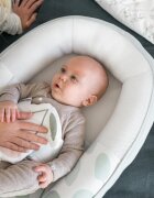 DOOMOO Baby Nest din bumbac organic Cocoon Leaves Aqua Green