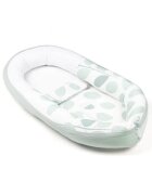 DOOMOO Baby Nest din bumbac organic Cocoon Leaves Aqua Green