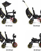 Doona Tricicleta pentru copii Liki Trike Gold Editie Limitata ultrapliabila maner parental ajustabil spatar reglabil in multiple pozitii roti Eva si cadru din aluminiu varsta 10 luni+