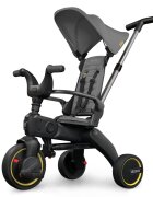 Doona Tricicleta pentru copii Liki Trike S1 Grey Hound ultrapliabila maner cu control al directiei spatar reglabil multiple pozitii cadru de aluminiu roti din cauciuc Eva suse detasabile cu spuma de memorie capotina cu protectie UV