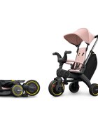 Doona Tricicleta pentru copii Liki Trike S3 Bush Pink ultrapliabila spatar reglabil in multiple pozitii ultracompacta frana cadru din aluminiu