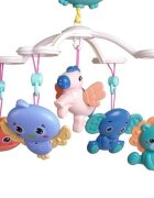 Doris Carusel muzical Blue Pinguin cu telecomanda si prindere universalajucarii detasabile cu zornaitoarecutie muzicala cu melodiitemporizatorvolum reglabil