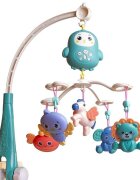 Doris Carusel muzical Blue Pinguin cu telecomanda si prindere universalajucarii detasabile cu zornaitoarecutie muzicala cu melodiitemporizatorvolum reglabil