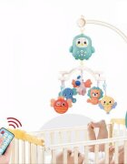 Doris Carusel muzical Blue Pinguin cu telecomanda si prindere universalajucarii detasabile cu zornaitoarecutie muzicala cu melodiitemporizatorvolum reglabil