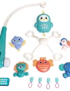 Doris Carusel muzical Blue Pinguin cu telecomanda si prindere universalajucarii detasabile cu zornaitoarecutie muzicala cu melodiitemporizatorvolum reglabil