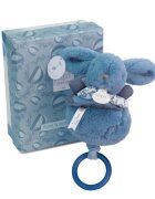 Doudou et Compagnie Iepuras muzical Doudou Albastru 20 cm pentru patut sau carucior