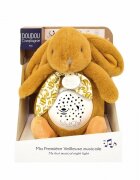Doudou et Compagnie Veioza muzicala cu proiectie iepuras pufos 19 cm bej