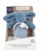 Doudou et Compagnie Veioza muzicala iepuras pufos 16 cm albastru