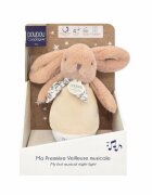 Doudou et Compagnie Veioza muzicala iepuras pufos 16 cm bej
