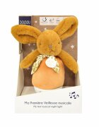 Doudou et Compagnie Veioza muzicala iepuras pufos 16 cm portocaliu