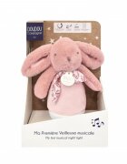 Doudou et Compagnie Veioza muzicala iepuras pufos 16 cm roz