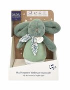 Doudou et Compagnie Veioza muzicala iepuras pufos 16 cm verde