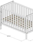 Drewex Patut bebe din lemn masiv Olek alb cu laterala culisabila si inaltime reglabila a saltelei 120 x 60 cm